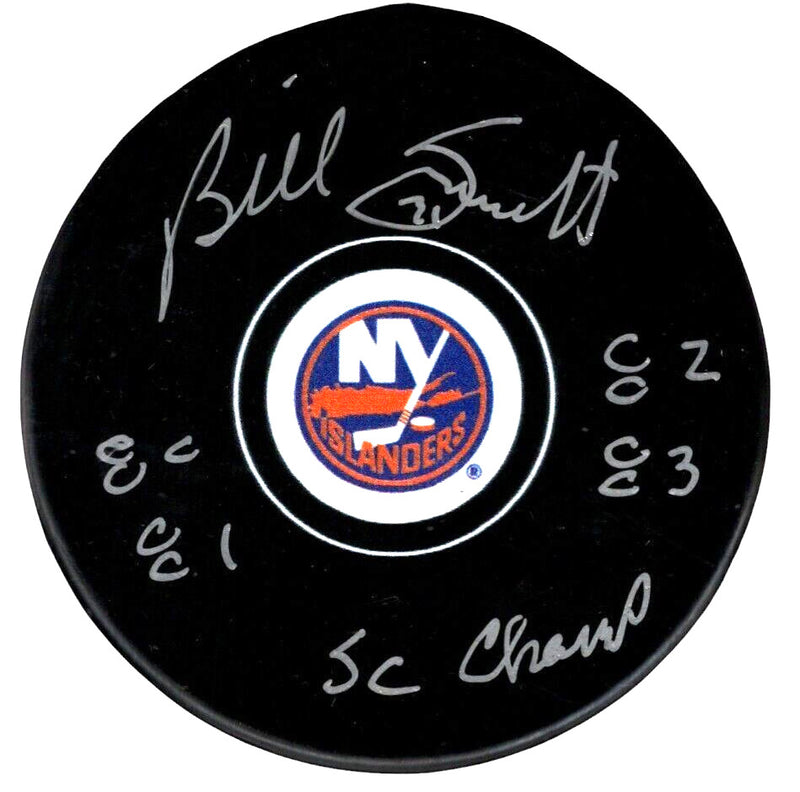 Billy Smith Signed New York Islanders Puck - 4x Stanley Cup Champ Inscribed