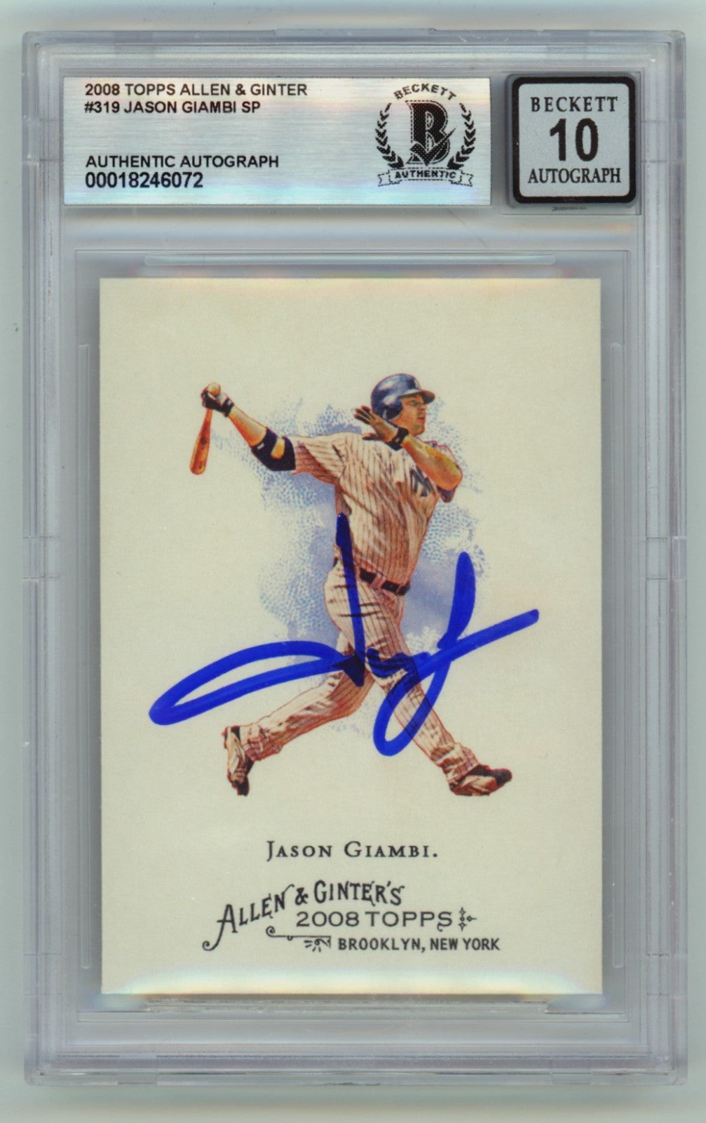 Jason Giambi Autographed 2008 Topps Allen & Ginter Card - BGS 10 Auto