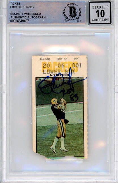 Eric Dickerson Signed Ticket Stub 1983 Rams vs Packers BAS Slabbed