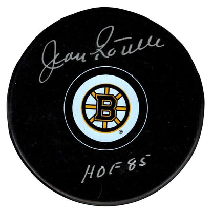 Jean Ratelle Signed Boston Bruins Puck with HOF 85 Inscription (BAS COA)