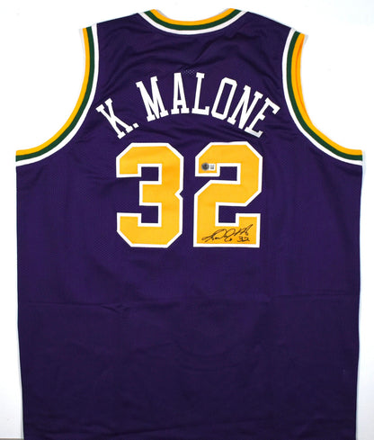 Karl Malone Autographed Purple Custom Jersey
