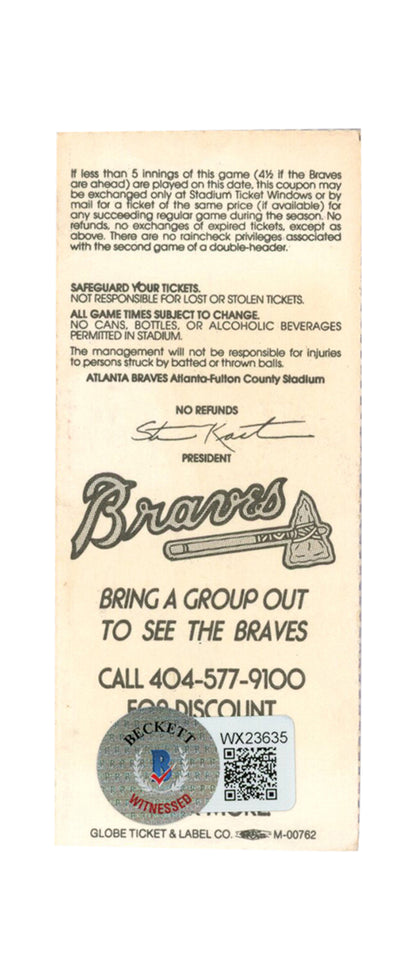 Deion Sanders Signed Atlanta Braves 7/24/1992 Ticket Stub - BAS