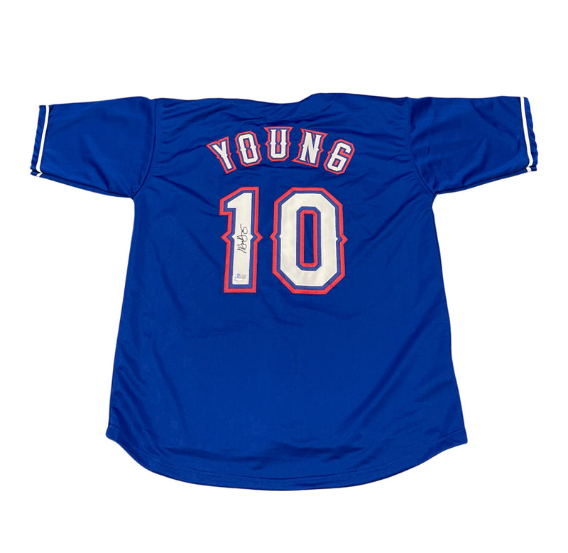Michael Young Signed Texas Rangers Custom Jersey Beckett BAS COA