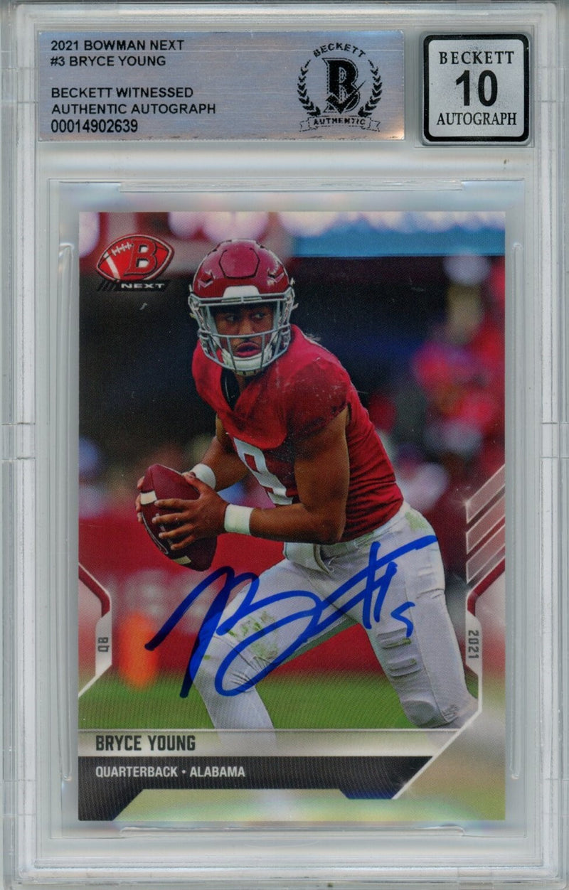 Bryce Young Signed 2021 Bowman Next #3 Trading Card Beckett BAS Auto 10