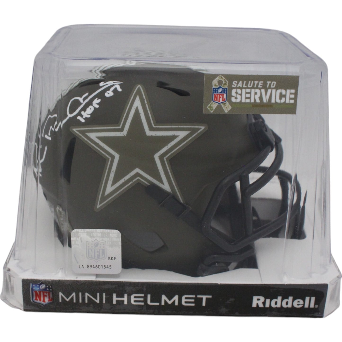 Michael Irvin Dallas Cowboys Signed Salute to Service Mini Helmet HOF '07