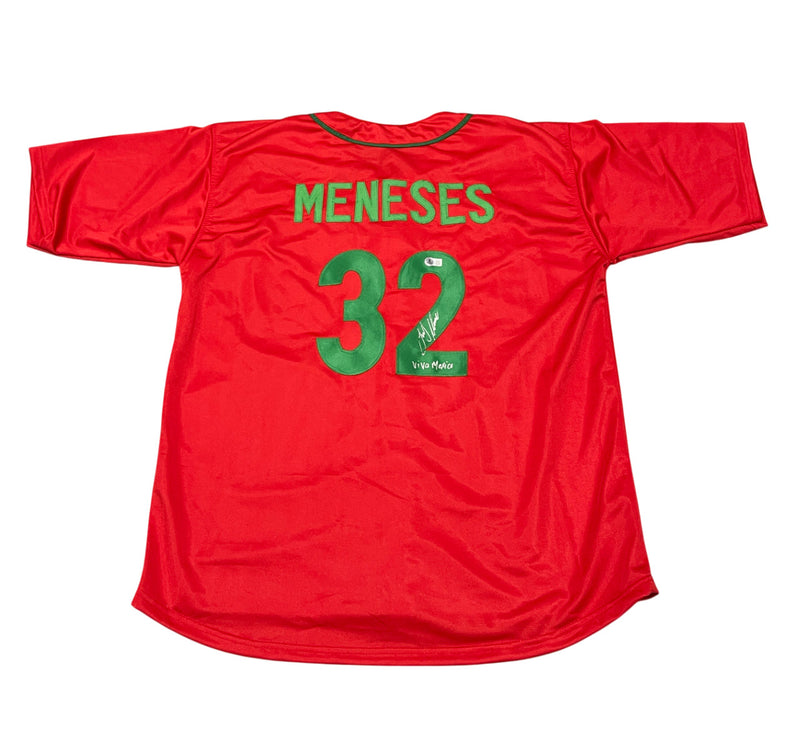 Joey Meneses Signed WBC Mexico Custom Jersey (Viva Mexico Inscription)
