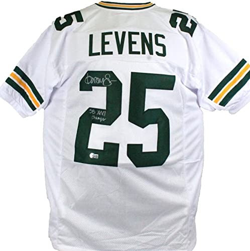 Dorsey Levens Signed Green Bay Packers White Custom Jersey "SB Champs"
