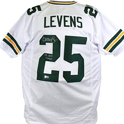 Dorsey Levens Signed Green Bay Packers White Custom Jersey "SB Champs"