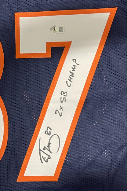 Ed McCaffrey Autographed Denver Broncos Custom Jersey (2x SB Champ)