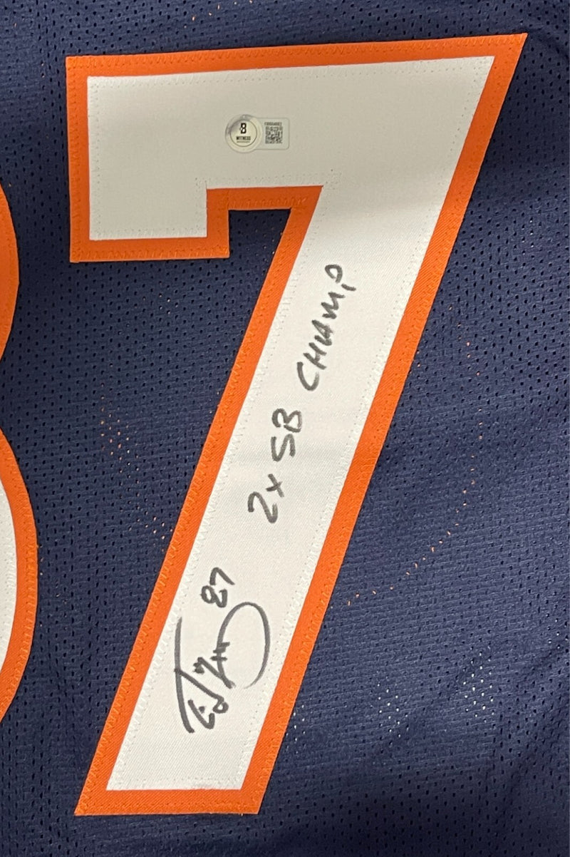 Ed McCaffrey Autographed Denver Broncos Custom Jersey (2x SB Champ)