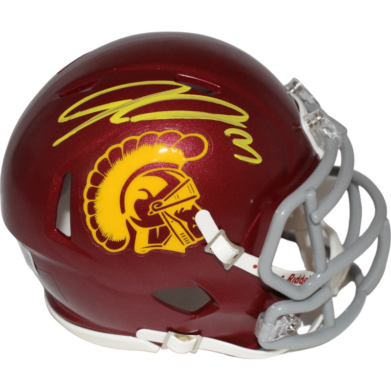 Jordan Addison Signed USC Trojans Riddell Mini Helmet Beckett COA