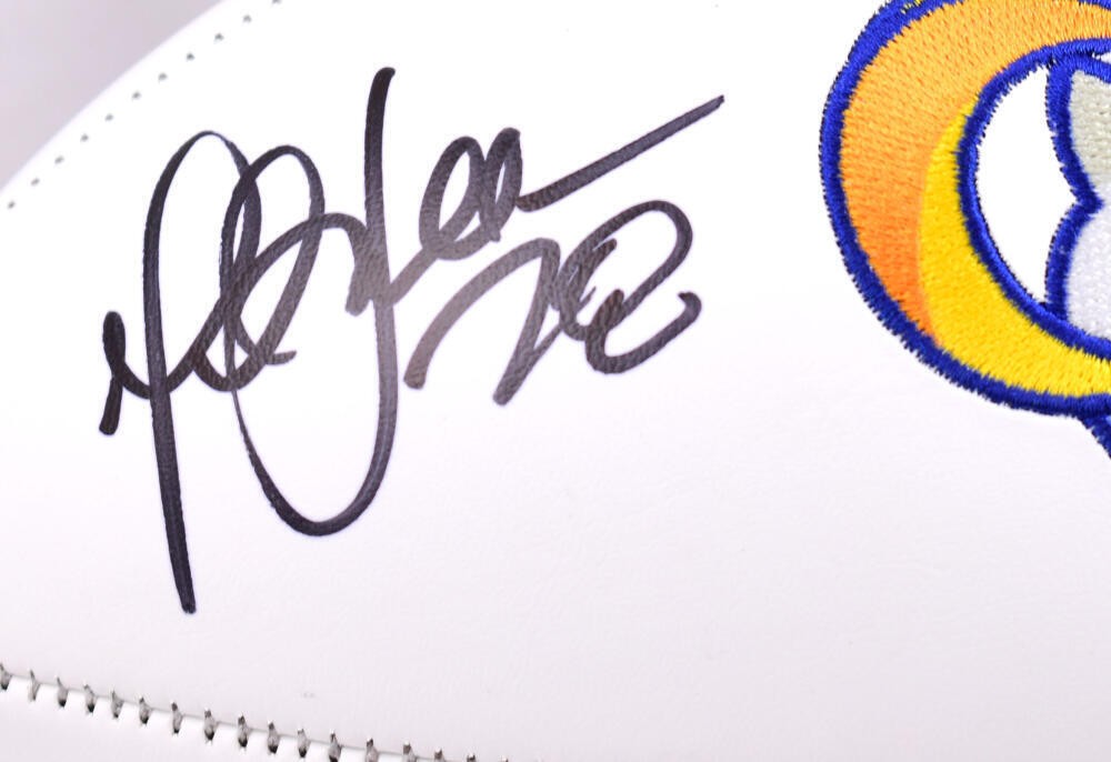 Marshall Faulk Autographed Los Angeles Rams Logo Football - Black