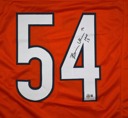 Brian Urlacher Signed Chicago Bears Orange Custom Jersey - HOF Inscribed