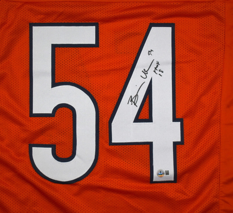 Brian Urlacher Signed Chicago Bears Orange Custom Jersey - HOF Inscribed