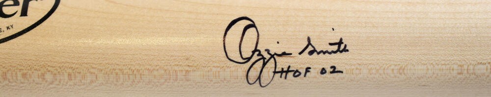Ozzie Smith Signed Louisville Slugger Baseball Bat - HOF Inscription