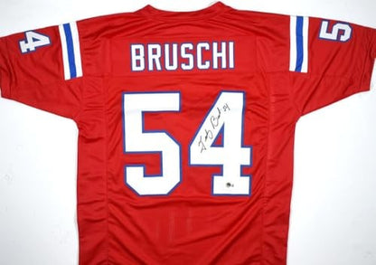 Tedy Bruschi Autographed New England Patriots Red Custom Jersey
