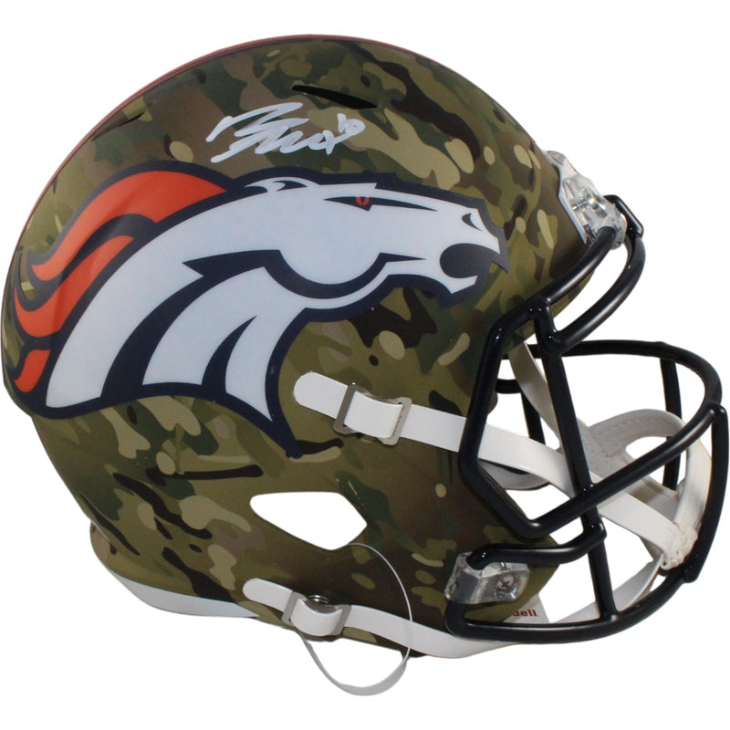 Bo Nix Autographed Denver Broncos Full Size Camo Helmet