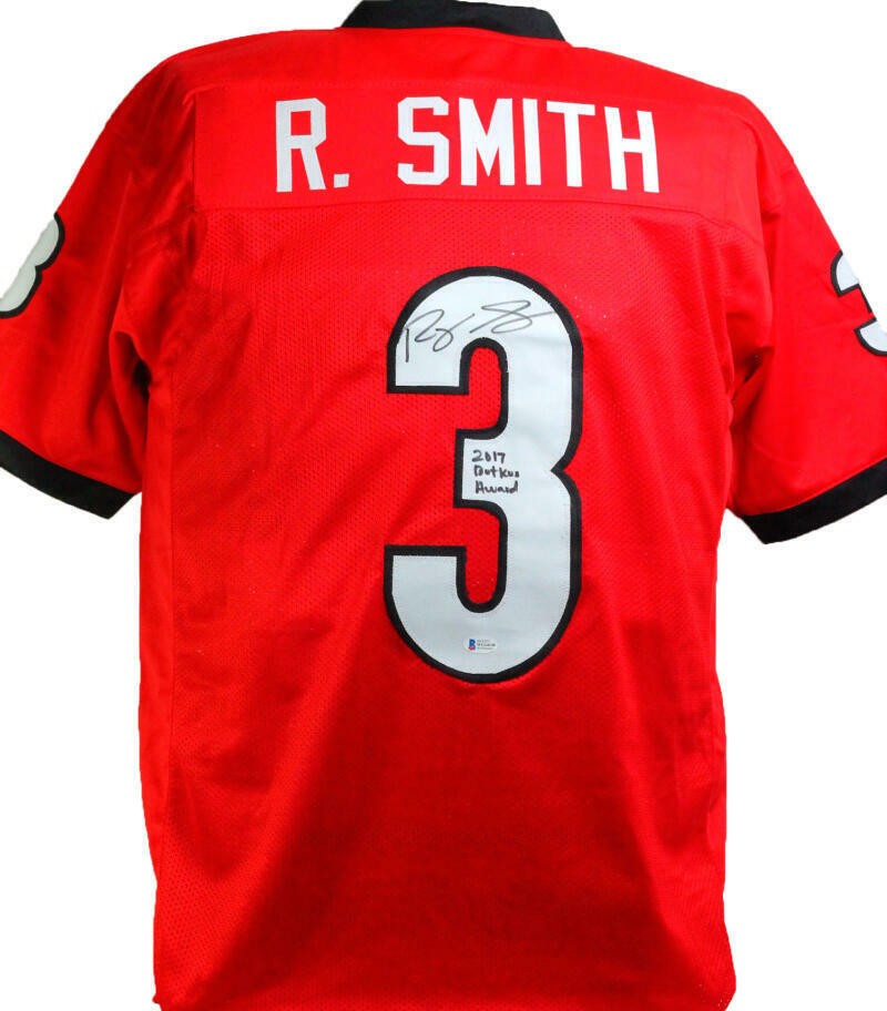 Roquan Smith Autographed Georgia Custom Red Jersey Butkus Award Inscription