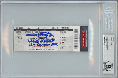 Trevor Story Signed MLB Debut & 1st HR Ticket Stub Rockies BAS Slabbed