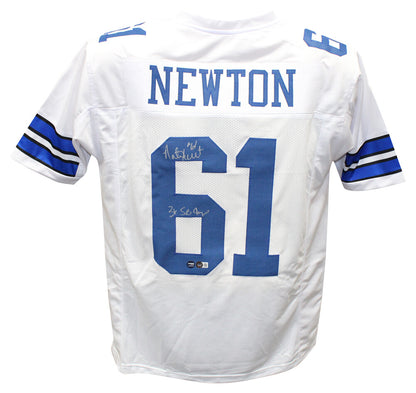 Nate Newton Autographed White Custom Jersey "3x SB Champs" (Beckett)