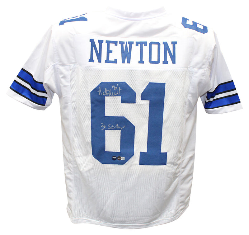 Nate Newton Autographed White Custom Jersey "3x SB Champs" (Beckett)