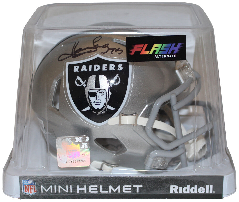 Howie Long Autographed Raiders Flash Alternate Mini Helmet Beckett COA