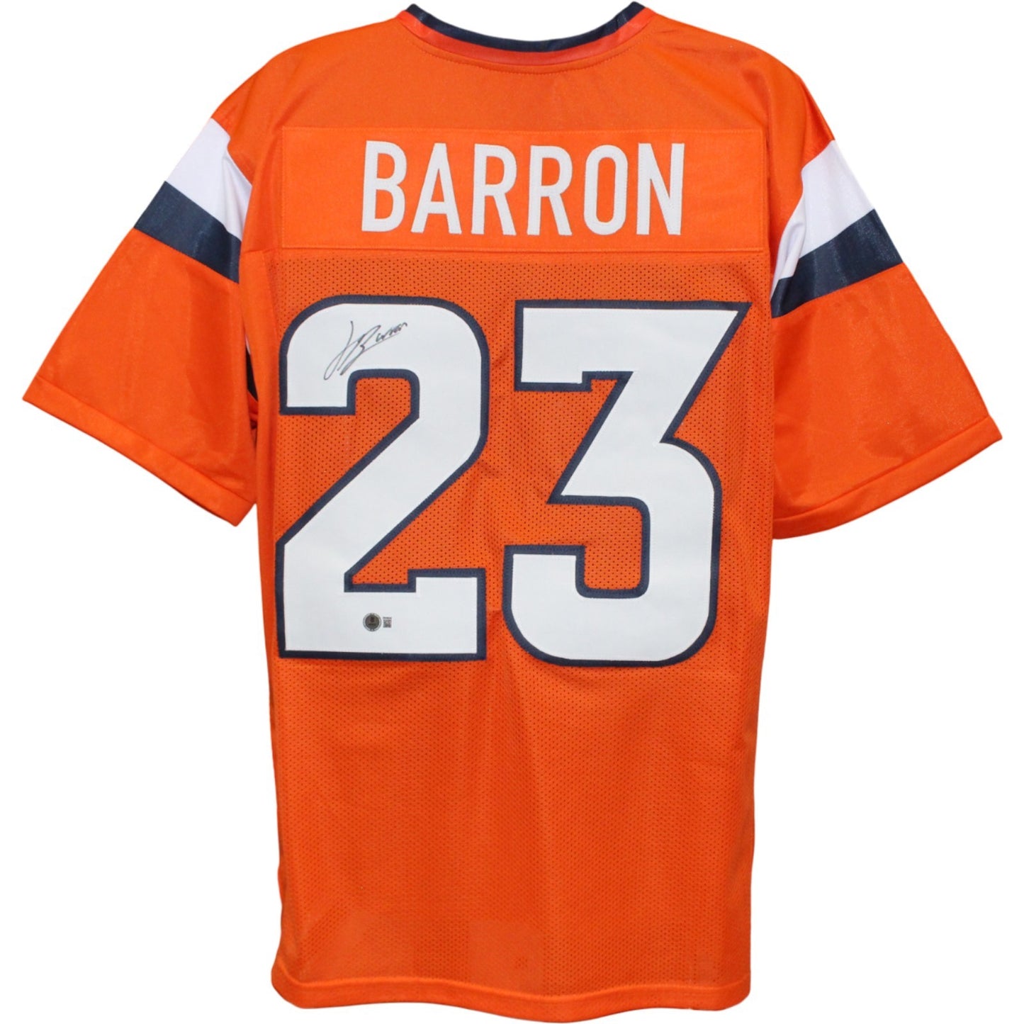 Jahdae Barron Autographed Custom Orange Jersey (Beckett Witnessed)