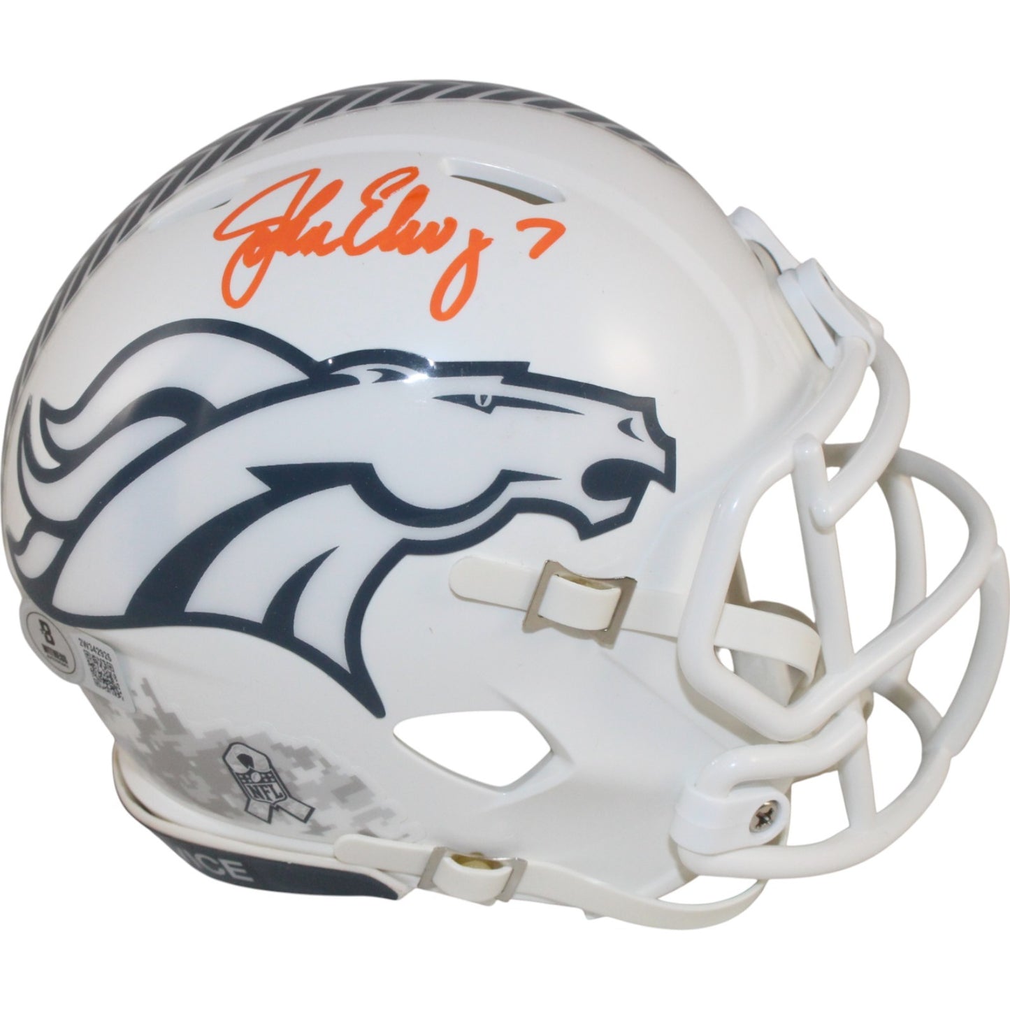 John Elway Denver Broncos Signed 2024 Salute to Service Mini Helmet