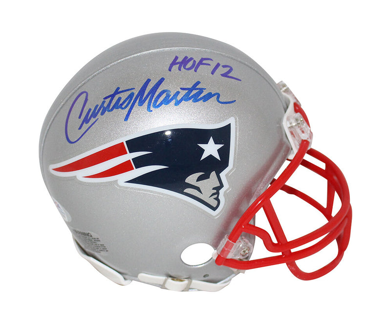 Curtis Martin Autographed New England Patriots VSR4 Mini Helmet PSA