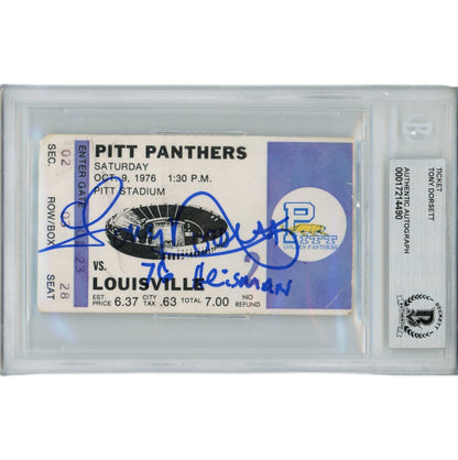 Tony Dorsett Autographed 1976 Pitt Panthers Ticket Stub Heisman Inscription