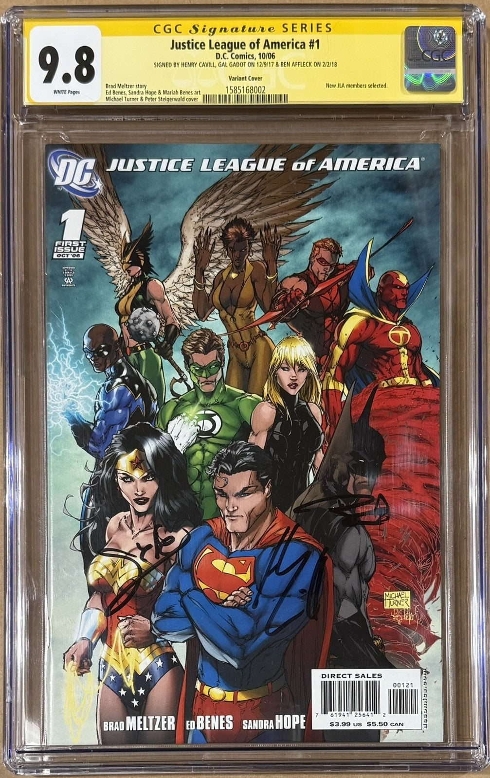 Ben Affleck, Gal Gadot & Henry Cavill Signed Justice League #1 CGC 9.8