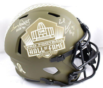 Tony Dorsett & Earl Campbell Signed Salute to Service Full Size Helmet
