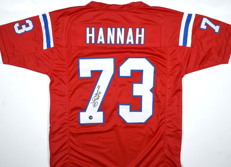 John Hannah Signed New England Patriots Style Red Custom Jersey