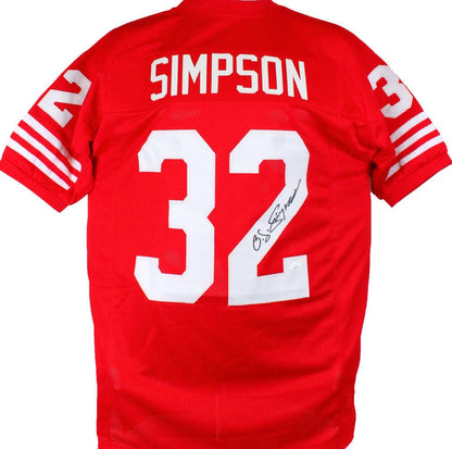 OJ Simpson Signed San Francisco 49ers Red Custom Jersey