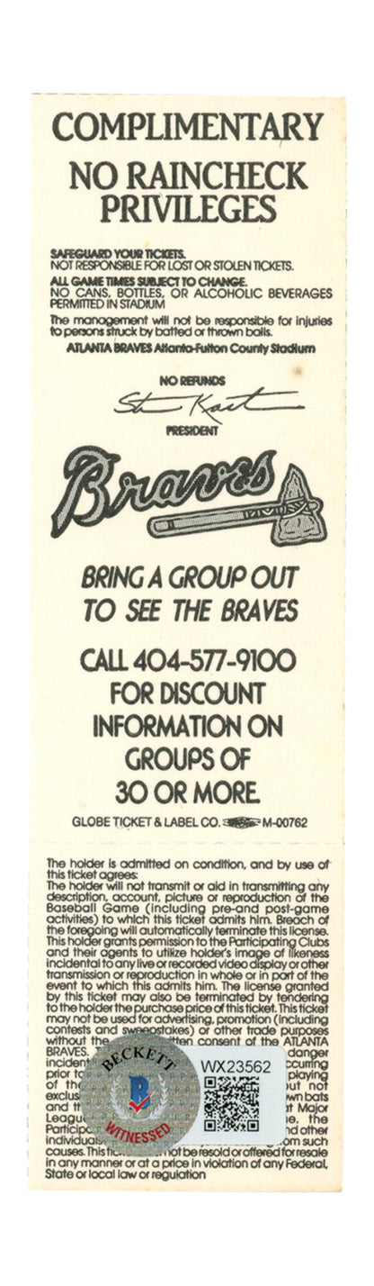 Deion Sanders Signed Atlanta Braves vs Cubs 5/4/1991 Full Ticket Beckett