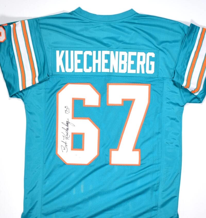 Bob Kuechenberg Signed Miami Dolphins Custom Teal Jersey