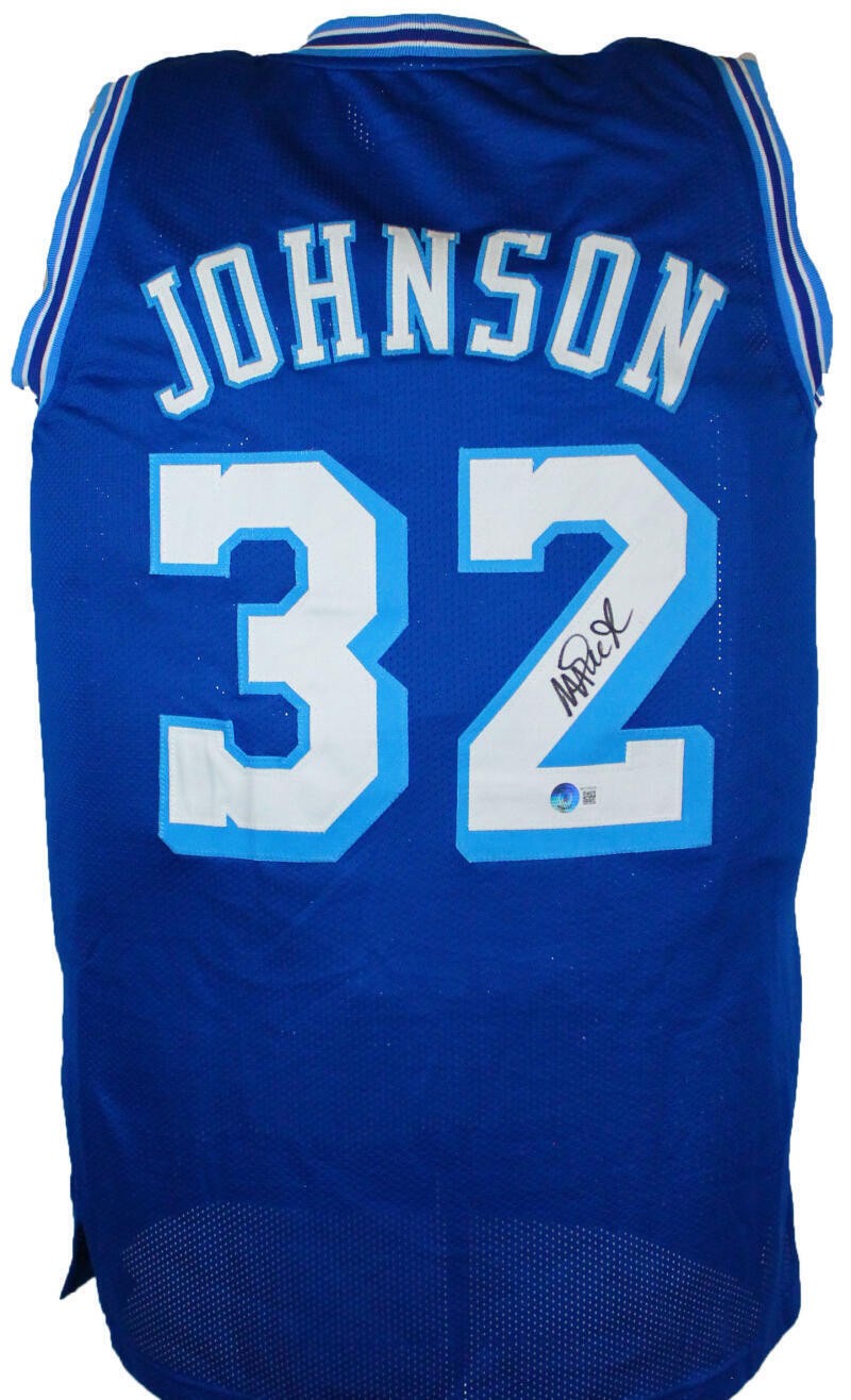Magic Johnson Signed Los Angeles Custom Blue Jersey