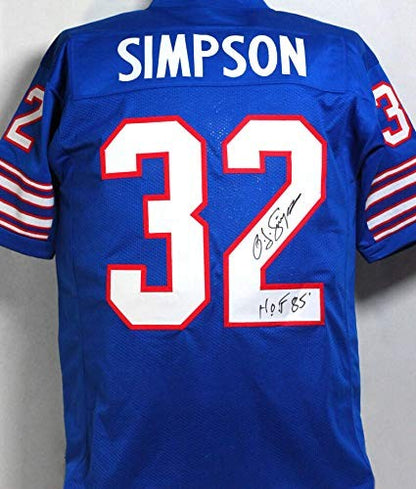 O.J. Simpson Signed Blue Custom Football Jersey with HOF Inscription