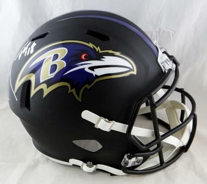 Ray Lewis Signed Baltimore Ravens Flat Black Full Size Helmet