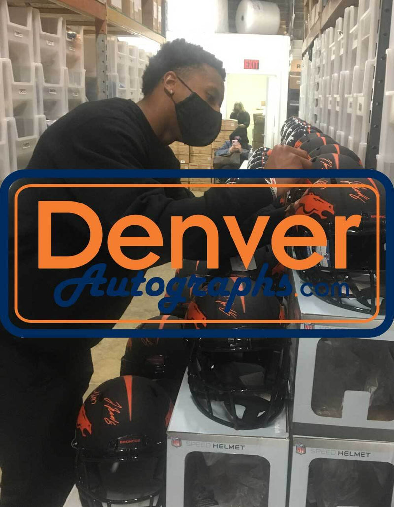 Drew Lock, Courtland Sutton & Jerry Jeudy Signed Broncos Eclipse FS Helmet