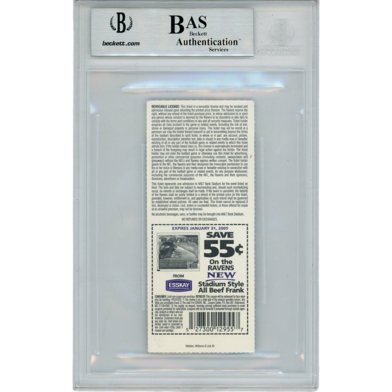 Ray Lewis Autographed Baltimore Ravens 11/21/04 Ticket Stub BAS Slabbed