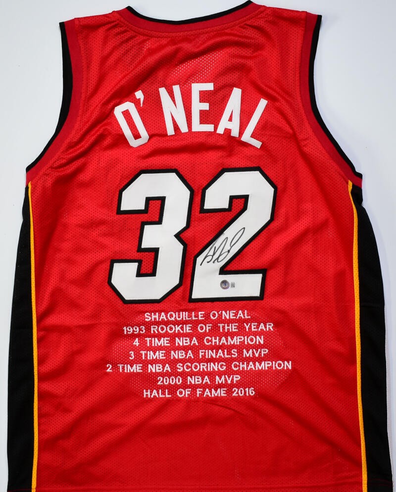Shaquille O'Neal Signed Miami Custom Red Stat Jersey