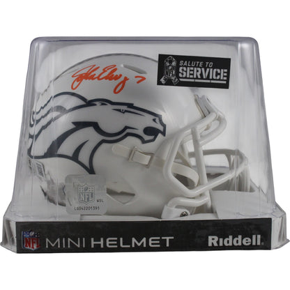 John Elway Denver Broncos Signed 2024 Salute to Service Mini Helmet
