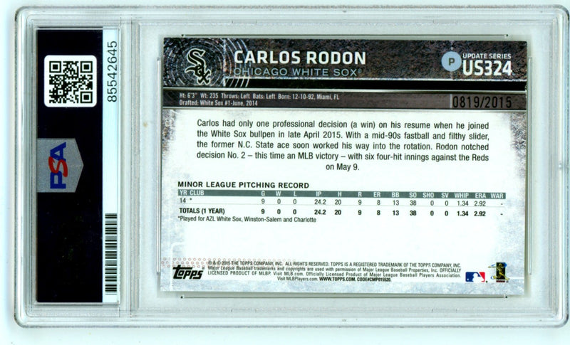 Carlos Rodon Signed 2015 Topps Update Gold Rookie Card PSA Authentic