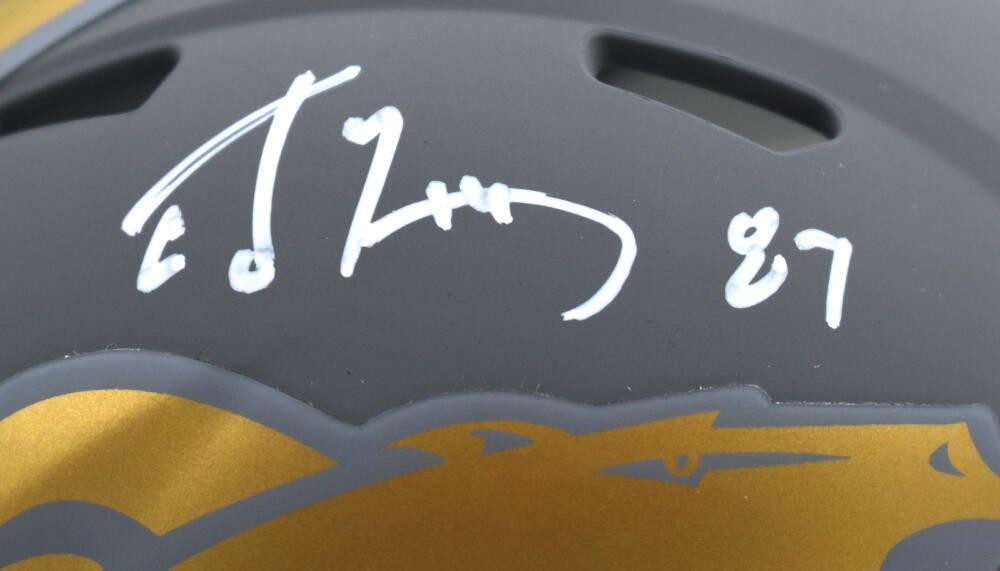 Ed McCaffrey Signed Denver Broncos Slate Speed Mini Helmet