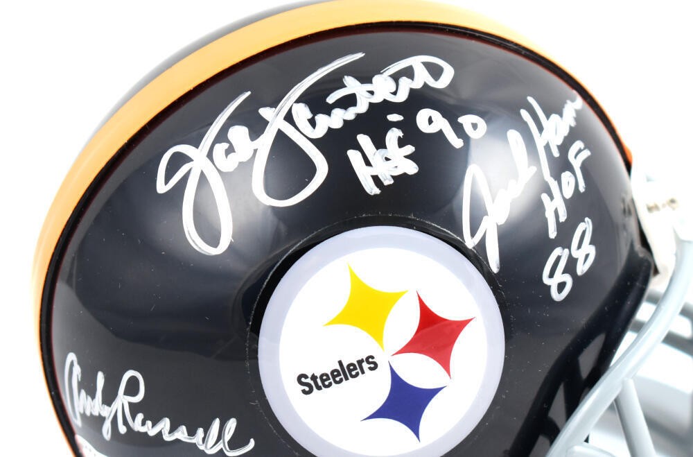 Jack Ham, Jack Lambert & Andy Russell Signed Steelers Mini Helmet