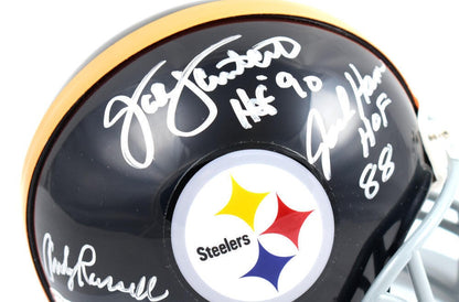 Jack Ham, Jack Lambert & Andy Russell Signed Steelers Mini Helmet