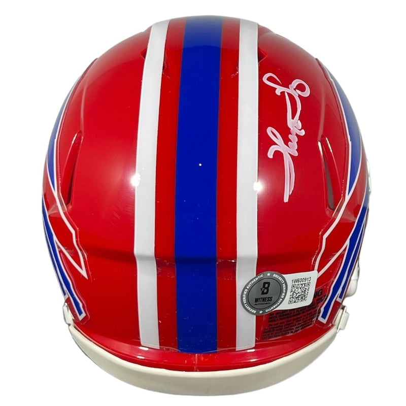 Thurman Thomas Signed Buffalo Bills Throwback Mini Helmet Beckett BAS COA
