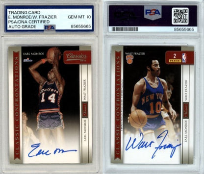 Earl Monroe & Walt Frazier Dual Signed 2009-10 Classics Card PSA 10
