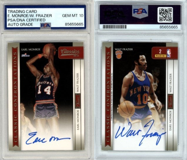 Earl Monroe & Walt Frazier Dual Signed 2009-10 Classics Card PSA 10